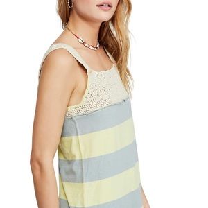 Free People Womens Luca Linen Blend Crochet Tank Top